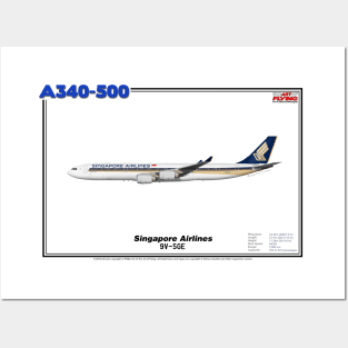 Airbus A340-500 - Singapore Airlines (Art Print) Posters and Art